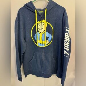 Official Bethesda Fallout 4 Mens Vault Zip Hoodie Sz 2XL Blue